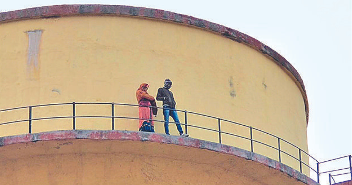 Sarpanch, husband climb water tank in Dausa